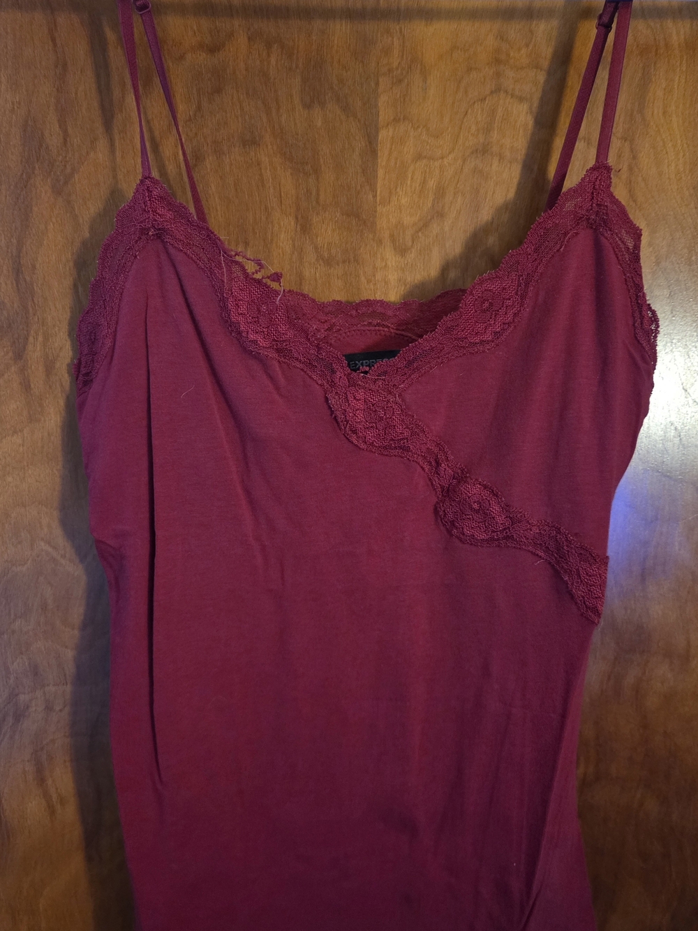 Express Vintage Women’s Lace-Trim Camisole Tank Top - Red